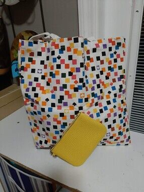 KATE SPADE/REBECCA MINKOFF "Lil Luxuries" "Scattered Checks" Tote & Pouch 2pcSet